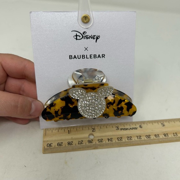 NEW BaubleBar X Disney Tortoise Shell Rhinestone Mickey Hair Clip Claw Clip - Picture 4 of 4